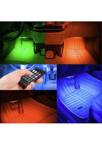 Ayak Altı 12 Led Araç Içi Sese Duyarlı Kumandalı Rgb Led (426556356)