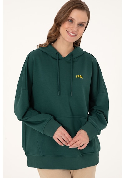 U.S. Polo Assn. Kadın Koyu Yeşil Kapüşonlu Basic Sweatshirt 50297324-VR079