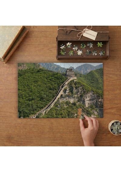 Çin Seddi Tasarımı 240 Parça Ahşap Puzzle Ahşap Kutuda Mpy40422