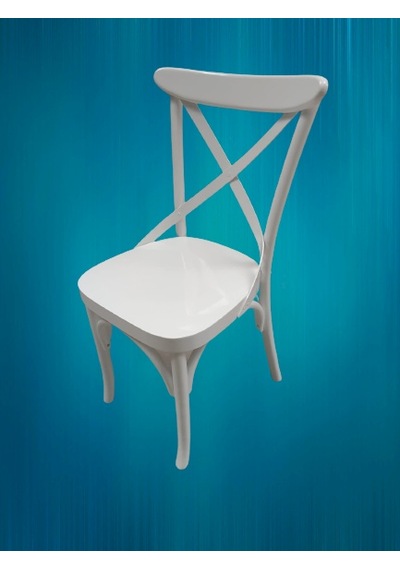 Sandalye Çapraz Bambu model Kayın  RETRO Ayak Parlak Beyaz El Yapım