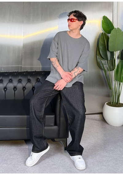 Zaee Micro Texture Oversize Tişört Füme