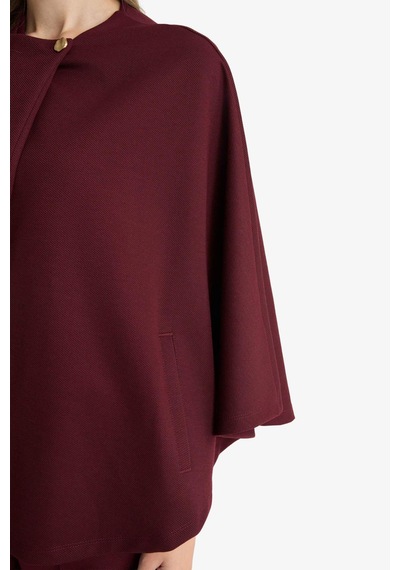 Defacto Regular Fit Bisiklet Yaka Cepli Pelerin Hırka F3686ax25aubr34 Bordo
