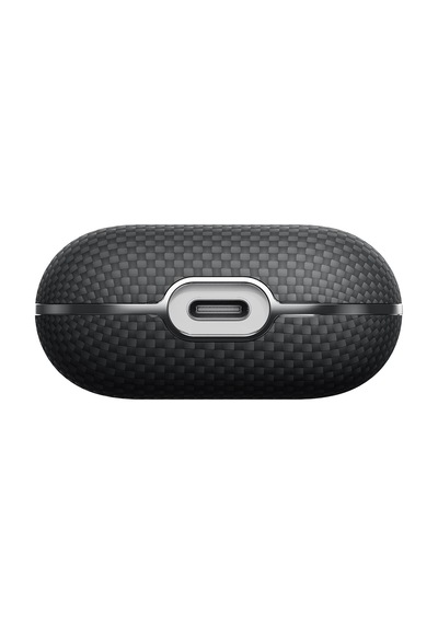 Apple Uyumlu AirPods Pro 2 Kılıf 1500d Aramid Fiber Pitaka Ultra-slim Classic Serisi Black-grey Twill Siyah-gri