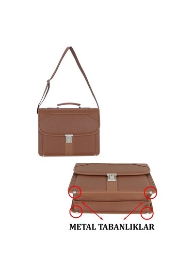 Case Club Notebook Laptop Evrak Çantası 15.6'inç 5 Bölmeli Su Geçirmez Omuz Askılı Taba