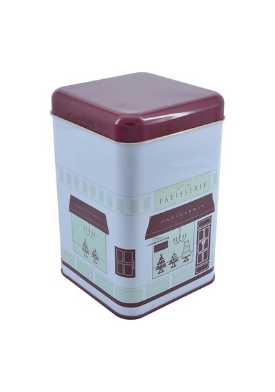 Patisserie Home Desenli Kare Metal Saklama Kabı, 10.5 X 10.5 X 16 Cm, 1.7 Lt