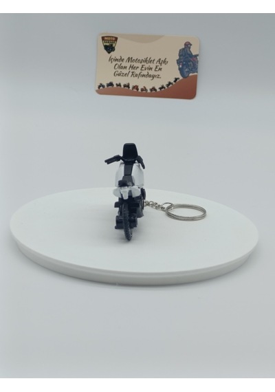 Adventure Motosiklet Metal Anahtarlık Beyaz - Diecast Macera Motoru Figürü