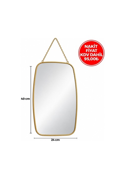 İbico Dekoratif Duvar Aynası Gold Çerçeveli İp Askılı 24x40 Cm- 18'li Paket