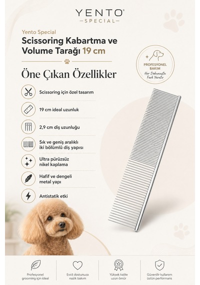 Yento Special Scissoring Kedi & Köpek Kabartma Ve Volume Tarağı 19 Cm