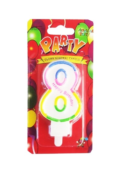 Renkli 8 Yaş Rakam Mum. Doğum Günü Partisi Pasta Malzemesi Çok Renkli