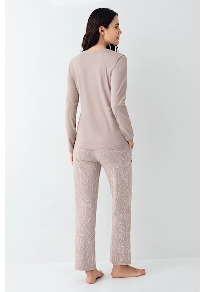 Kocabey Pierre Cardin 9097-s Kadın Uzun Kol Pijama Takım Vizon