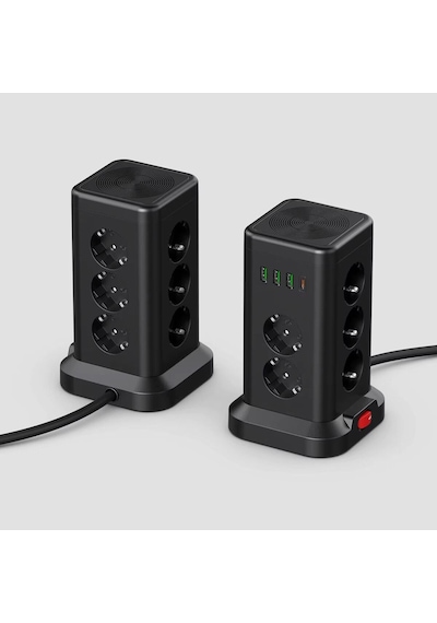 Akım Korumalı Priz Kablosuz Şarj İstasyonu 11x Soket 3x Usb 1xtype-c Kablolu Grup Priz Çoğaltıcı 2 M