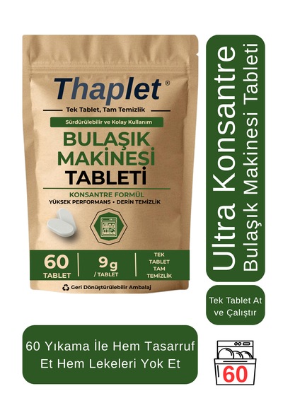 Thaplet Bulaşık Makinesi Tableti Ultra Etkili Formül 60 Adet Tablet
