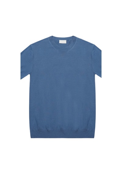 Tarz Cool Erkek Slim Fit Bisiklet Yaka Triko T-shirt Saks