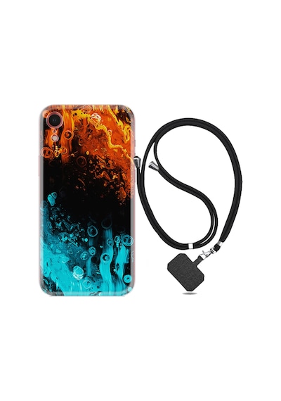 Apple Uyumlu iPhone XR Kılıf Boyun Askılı Orange Blue Color 1665