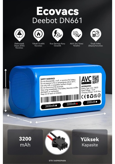 Ecovacs Deebot Dn661 3200mah Robot Süpürge Bataryası K.k