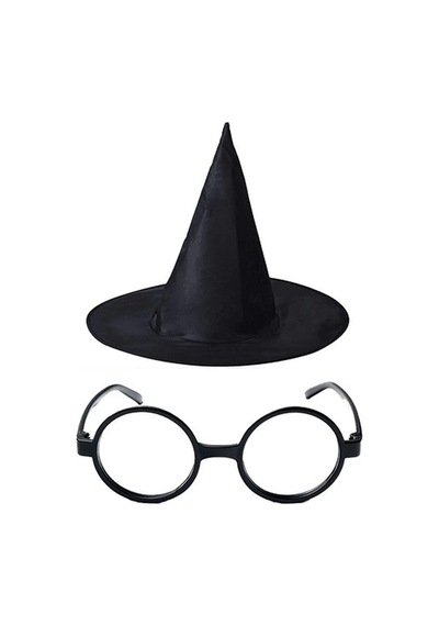 Harry Potter Büyücü Şapkası Ve Harry Potter Büyücü Gözlüğü Siyah Renk Çok Renkli