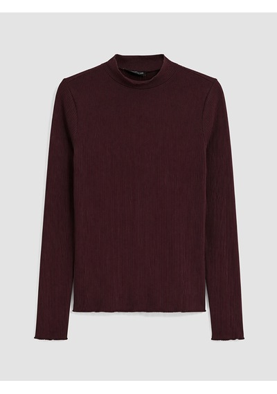 Lc Waikiki Lc Waıkıkı Bordo Fırfırlı Dik Yaka Kadın Body