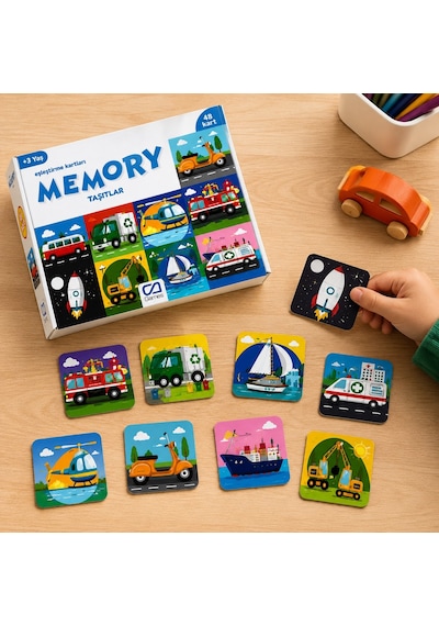 Bakgelal Memory Taşıtlar Hafıza Kartı Oyunu 48 Kartlı Eğitici Eşleştirme Ve Zeka Oyunu