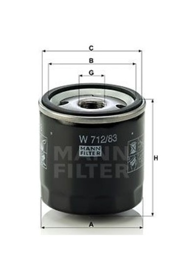 MANN W712/83 Filtre Yag - (Toyota: Corolla Uyumlu 04-10 1.4 D4d/ Auris 07-10 1.4D / Yaris Hilux 06-14 2.4D/ Yağ Filtresi 18419929