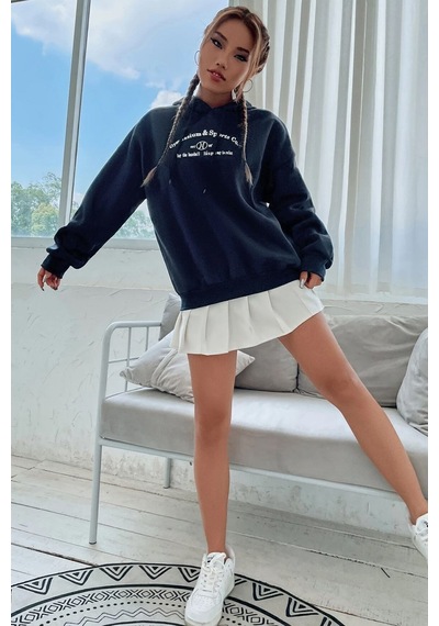 Uyguntarz Unisex Gymnasium Baskılı Oversize Sweatshirt Lacivert