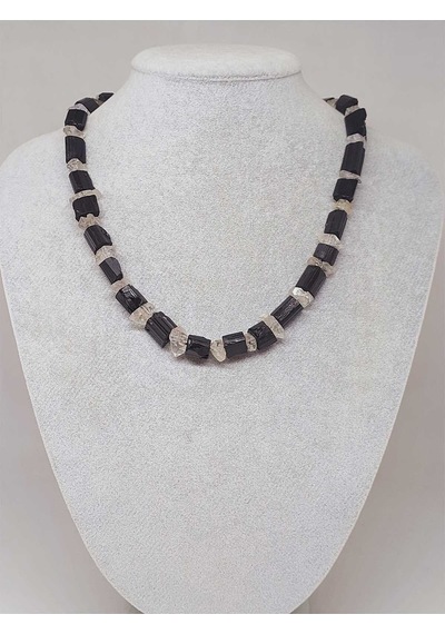 Turmalin & Herkimer Kuvars Taşı Ham Parçalar Otantik Kolye 51328 Çok REnkli