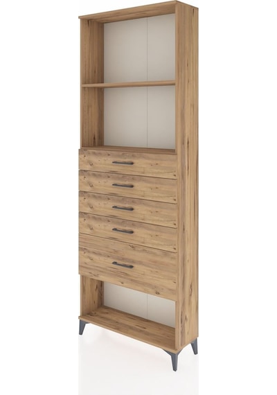 Arges Dolap 2 Raflı 5 Çekmeceli 88x30x243 Çam-çam Atlas Çam