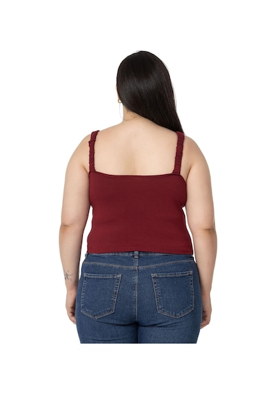Disentis Büyük Beden Askıları Büzgülü Drapeli Crop Bordo Body-bordo Bordo