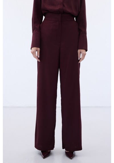 Sateen Jakarlı Pantolon - Bordo-136608 Bordo