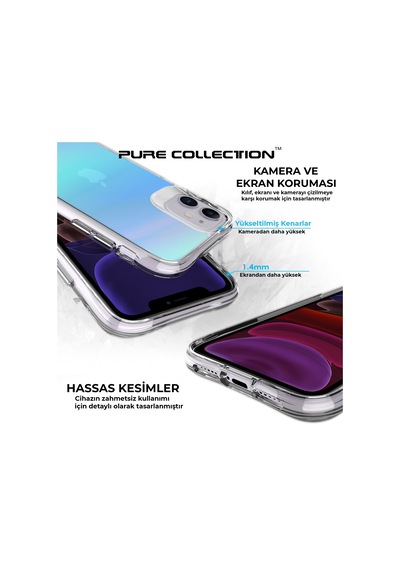Bix Apple Uyumlu iPhone 11 Pure Rainbow Renk Geçişli Şeffaf Kılıf Çizilmeye Dayanıklı Darbe Emici Parmak İzi Önleyici Mavi Bix Apple Uyumlu iPhone 11 Pure Rainbow Renk Geçişli Şeffaf Kılıf Çizilmeye Dayanıklı Darbe Emici Parmak İzi Önleyici Mavi