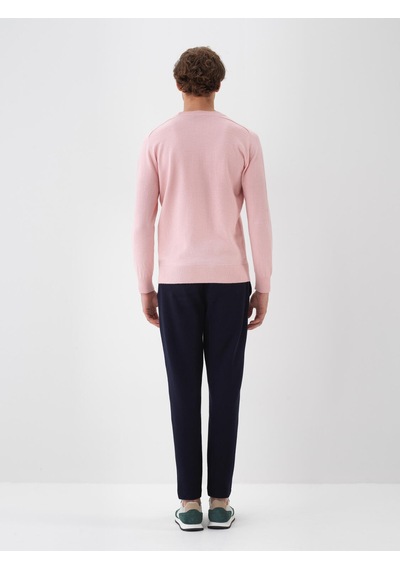 Xint Pembe Regular Fit Bisiklet Yaka Yünlü Kazak 801822