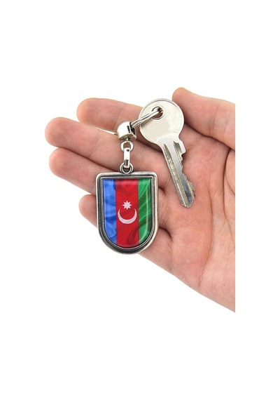 Azerbaycan Bayrak Arma Modeli Damla Anahtarlık