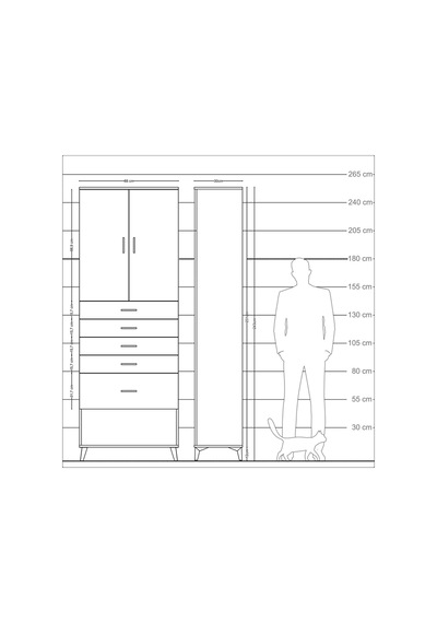 Arges Dolap 2 Raflı 5 Çekmeceli 2 Kapaklı 88x30x243 Çam-çam Atlas Çam