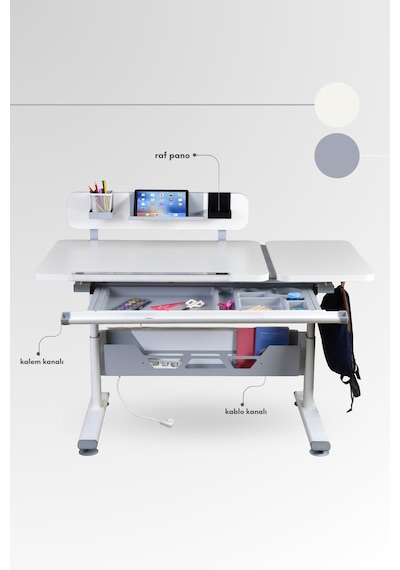 Vega Standart Yükseklik Ve Eğim Ayarlı, Çekmeceli Bilgisayar Masası, Ofis Ve Çalışma Masası Gri Gri Vega Standart Yükseklik Ve Eğim Ayarlı, Çekmeceli Bilgisayar Masası, Ofis Ve Çalışma Masası Gri Gri