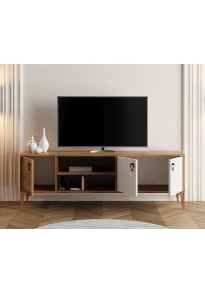 Rivo Tv Ünitesi Legnano-beyaz Raflı Ve Kapaklı Modern Tasarım 150 Cm Ahşap - Beyaz Rivo Tv Ünitesi Legnano-beyaz Raflı Ve Kapaklı Modern Tasarım 150 Cm Ahşap - Beyaz