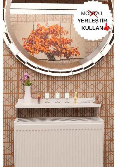 Risingmaber Beyaz Montajsız Petek Üstü Metal Raf, Kalorifer Peteği Raf Dresuar Uçan Raf 40 Cm Mt106b Diğer