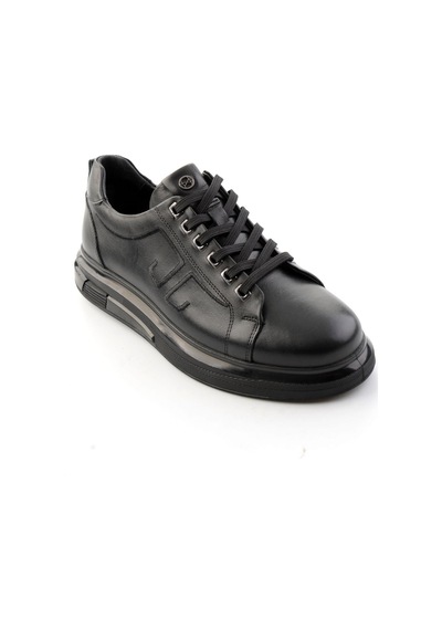 Bambi Siyah Antik Hakiki Deri Erkek Sneaker E01398203041