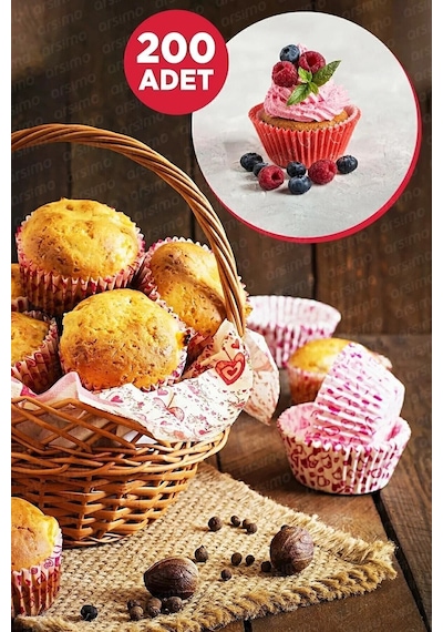 200 Adet Muffin Kek Kalıbı & 1.sınıf Kalite Kek Kapsülü Cupcake Muffin Kağıdı 200'lü Belirtilmemiş Ç Diğer