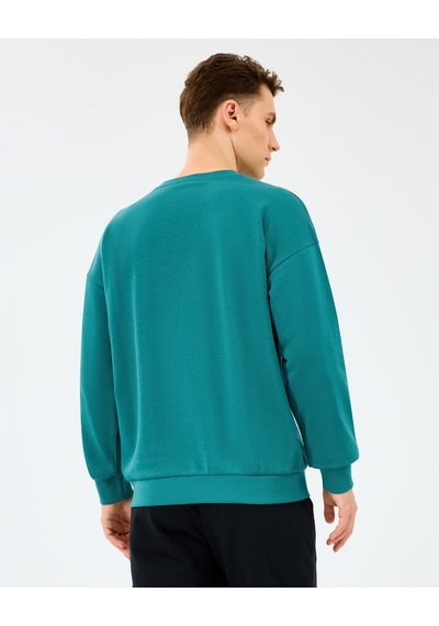 Skechers M Essential Crewneck Sweatshirt Erkek Petrol Sweatshirt S2610015-0730 Mavi