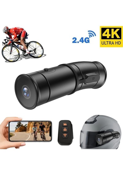Glr V8 Dual Channel 4k Ultra Hd Motosiklet Kask Kamerası - Çift Yönlü Kayıt, Wifi, Gece Görüşü, 170