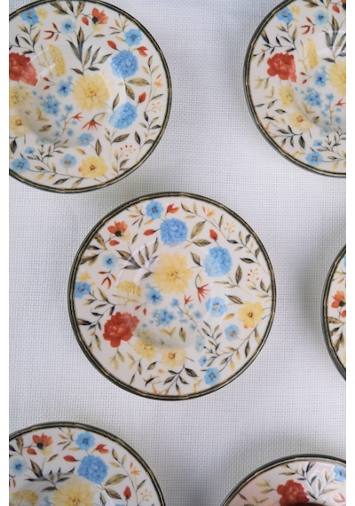 Tabak Evi Porselen Fiori Çay Tabağı Seti 12cm 6 Parça Bns6ctprs1217 Çok Renkli