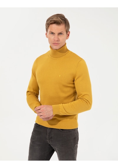 Pierre Cardin Erkek Hardal Triko Kazak 50257158-vr072 Hardal