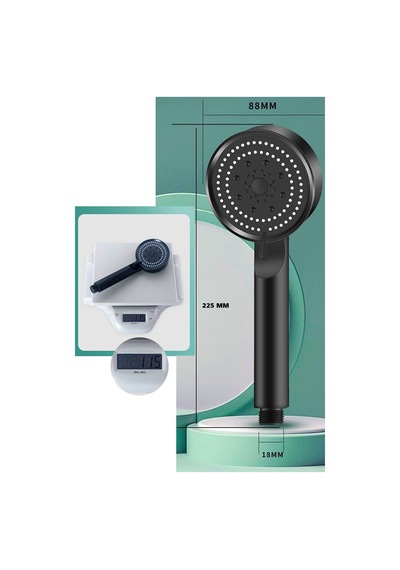 Turbo Yüksek Basınçlı Ultra Lüx Siyah Ayarlanabilir Fonksiyonlu Spa El Duş Başlığı Siyah Plastik Diğer