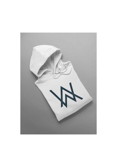 Magors Stıl-x Alan Walker Baskılı, Pamuklu, Beyaz Renk, Oversıze, Unısex Sweatshırt Beyaz