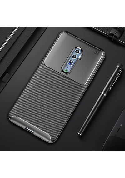 Oppo Reno 10x Zoom Kılıf Kamera Çıkıntılı Karbon Fiber Dokulu Renk Atmaz Kapak Negro