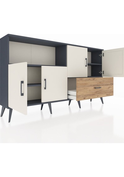 Arges Konsol 4 Raflı Tek Çekmeceli 4 Kapaklı 176x30x99 Antrasit-a Antrasit-aytaşı/çam Arges Konsol 4 Raflı Tek Çekmeceli 4 Kapaklı 176x30x99 Antrasit-a Antrasit-aytaşı/çam