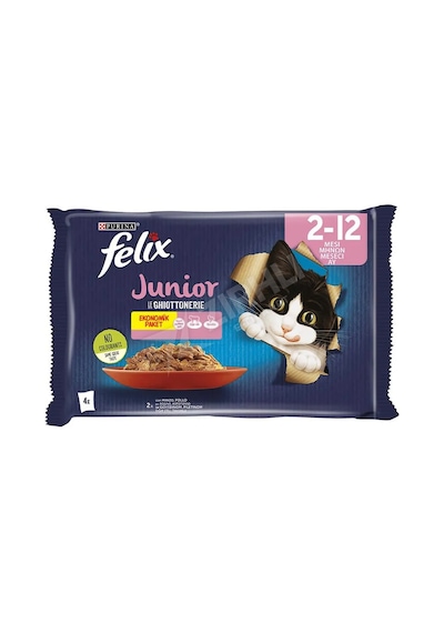 Felix Sığır Etli Ve Tavuklu Yaş Yavru Kedi Maması Ekonomik Paket 4x85gr