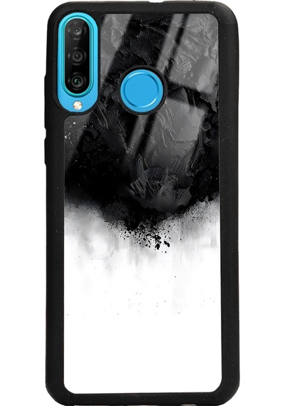 Huawei P30 Lite Siyah Duman Tasarımlı Glossy Telefon Kılıfı Çok Renkli