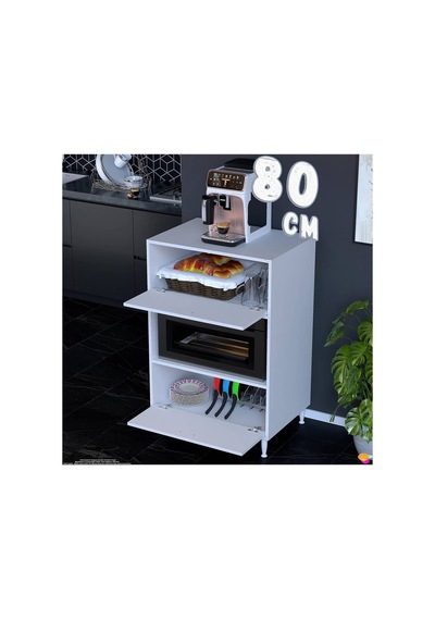 Silva 80x119,2x48 Cm Kapaklı Mikrodalga Ve Midi Fırın Standı - 3 Bölmeli Çok Amaçlı Dolap Beyaz Silva 80x119,2x48 Cm Kapaklı Mikrodalga Ve Midi Fırın Standı - 3 Bölmeli Çok Amaçlı Dolap Beyaz