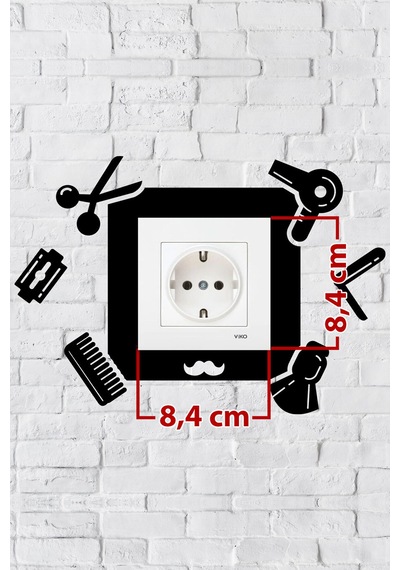 Berber Temalı Dekoratif Priz Çerçevesi İç Ölçü 8,4x8,4 Cm Dekoratif Priz - Anahtar Çerçevesi Ahşap