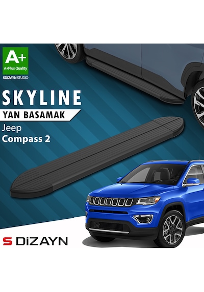 S-dizayn Jeep Compass 2 Skyline Siyah Yan Basamak 173 Cm 2017 Üzeri A+ Kalite